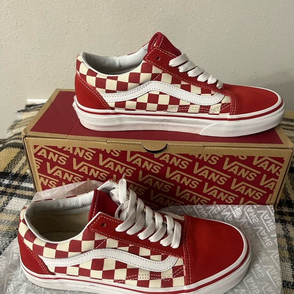 Vans Red and White Checkered Shoes - Picture 4 of 6